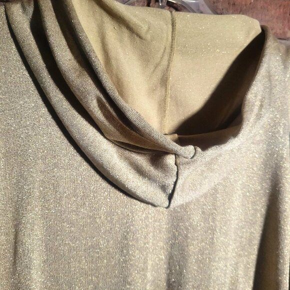 Bob Mackie Women's Gold Shimmer 1/4 Zip Hooded Sweatshirt - Size M - Picture 5 of 14